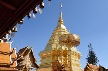 Fototapeta premium Doi Suthep pagoda in Thailand,beautiful bhudhist temple.