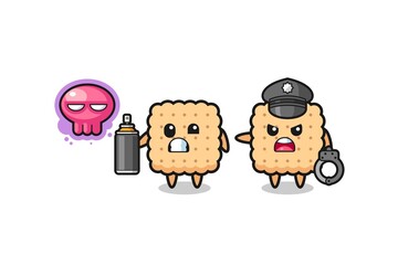 cracker cartoon doing vandalism and caught by the police