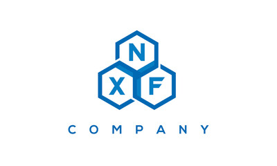 NXF letters design logo with three polygon hexagon logo vector template	