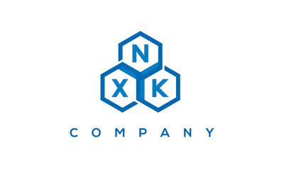 NXK letters design logo with three polygon hexagon logo vector template	