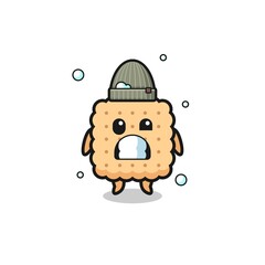 cute cartoon cracker with shivering expression