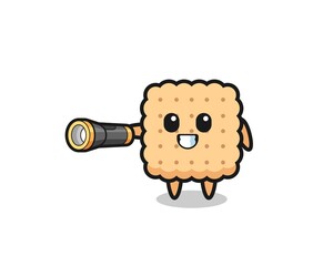 cracker mascot holding flashlight