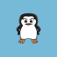 Cute angry penguin cartoon vector illustration