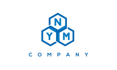 NYM letters design logo with three polygon hexagon logo vector template	