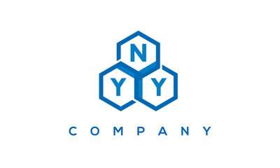 NYY letters design logo with three polygon hexagon logo vector template	