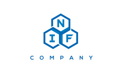 NIF letters design logo with three polygon hexagon logo vector template	