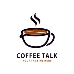 Coffee talk logo template design. Creative concept for cafe or coffee shop business. Vector illustration design