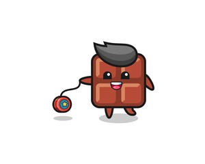 cartoon of cute chocolate bar playing a yoyo