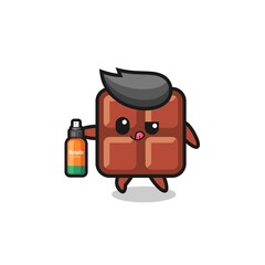 cute chocolate bar holding mosquito repellent