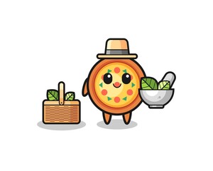 pizza herbalist cute cartoon