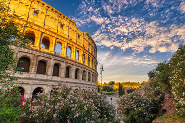 Rome Italy, city skyline at Rome Colosseum