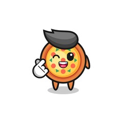 pizza character doing Korean finger heart