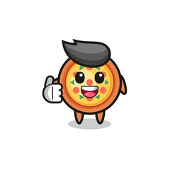 pizza mascot doing thumbs up gesture