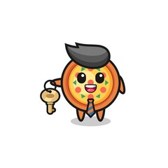 cute pizza as a real estate agent mascot