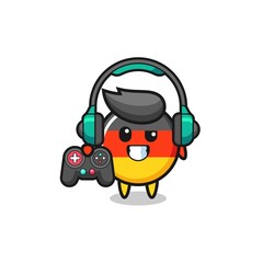 germany flag gamer mascot holding a game controller