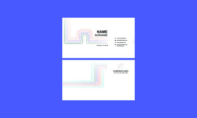 Creative and Clean Double-sided Business Card Template.  Portrait and landscape orientation. Horizontal and vertical layout.
