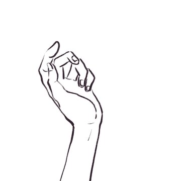 recommend clip art: 白背景に軽く握った手、ハンド、指、（線画）
                    