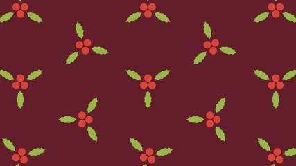 ひいらぎのパターン　ワインレッド