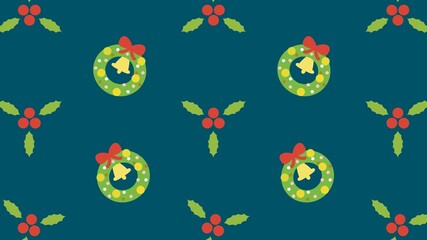 ひいらぎとクリスマスリース　グリーン