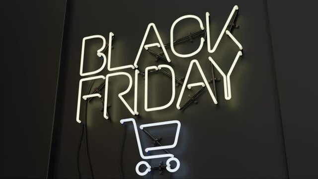 Neon Lights Black Friday Super Sale Sign 3d Animation