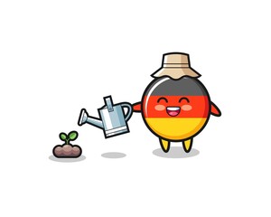 cute germany flag is watering plant seeds