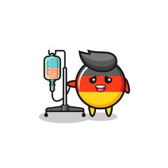 cute germany flag character standing with infusion pole