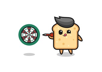 cute bread is playing dart