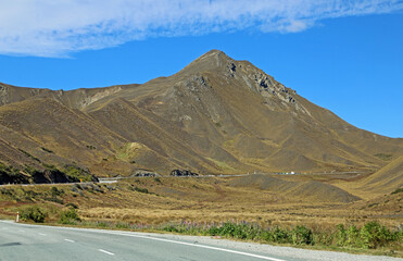 Blue sky over Lindis Pass, New Zealand