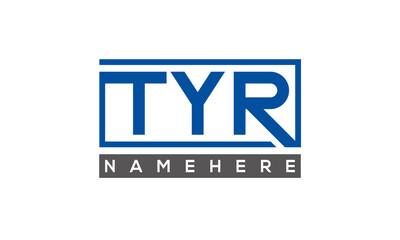 TYR Letters Logo With Rectangle Logo Vector