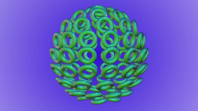 Small green circles are making big circle in purple background.Shape Elements Pack with Alpha Channel. 10 Flat Style Animated Shapes, Elements. Motion graphics,animation,animated circle,3d,4k.