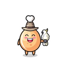 fried chicken zookeeper mascot with a parrot
