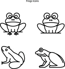 frog icons isolated on white background. frog icon thin line outline linear frog symbol for logo, web, app, UI. frog icon simple sign.