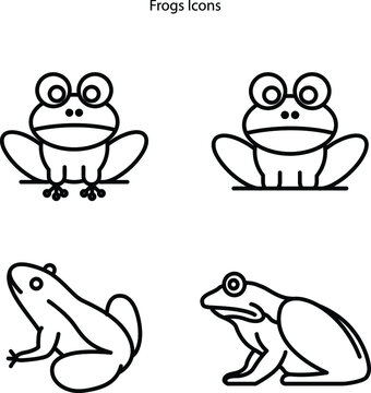 frog icons isolated on white background. frog icon thin line outline linear frog symbol for logo, web, app, UI. frog icon simple sign.