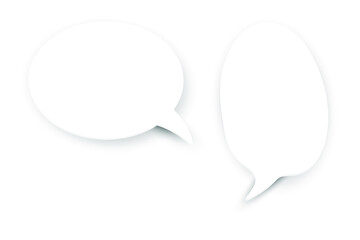 Blank white paper speech bubbles of cartoon and comics over white background