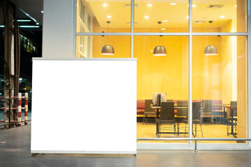 a restaurant. Background texture of standee on street.