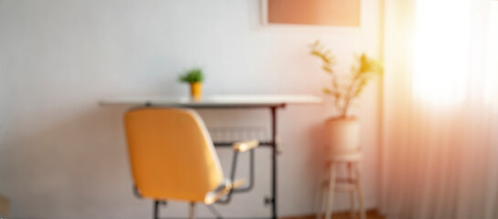 Background image of empty home office space in the house and blur focus.