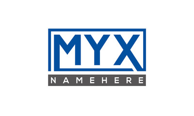 MYX Letters Logo With Rectangle Logo Vector