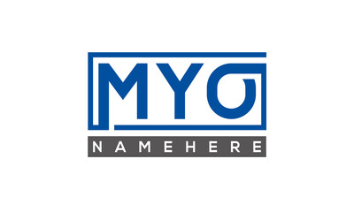 MYO Letters Logo With Rectangle Logo Vector