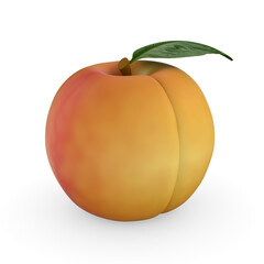 peach on white background. Isolated 3D illustration