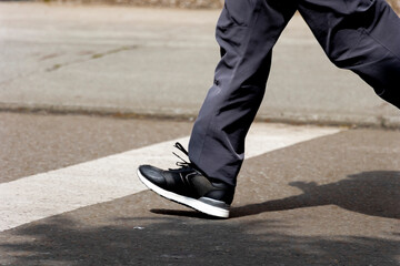 Man exercising with black shoes