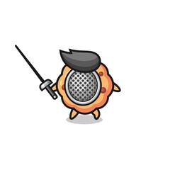 chocolate chip cookie earth cartoon as fencer mascot
