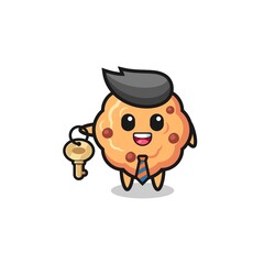 cute chocolate chip cookie as a real estate agent mascot