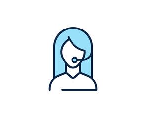 Online support flat icon. Thin line signs for design logo, visit card, etc. Single high-quality outline symbol for web design or mobile app. Marketing outline pictogram.