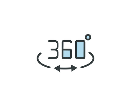 360 premium line icon. Simple high quality pictogram. Modern outline style icons. Stroke vector illustration on a white background. 