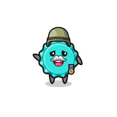 cute bottle cap as veteran cartoon