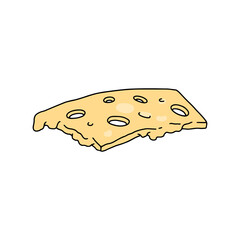 Slice of cheese, sketch vector illustration isolated on white background.