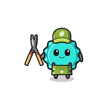 cute bottle cap gardener holding shears clip art preview