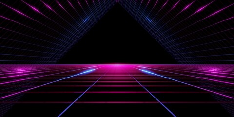 80s retro futuristic neon badge background 3d illustration Premium