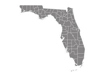 Blank similar Florida map isolated on white background. United States of America country. Vector template for website, design, cover, infographics. Graph illustration. vector eps.10