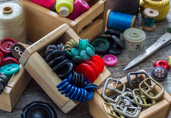 Old sewing accessories and tools - 466399904